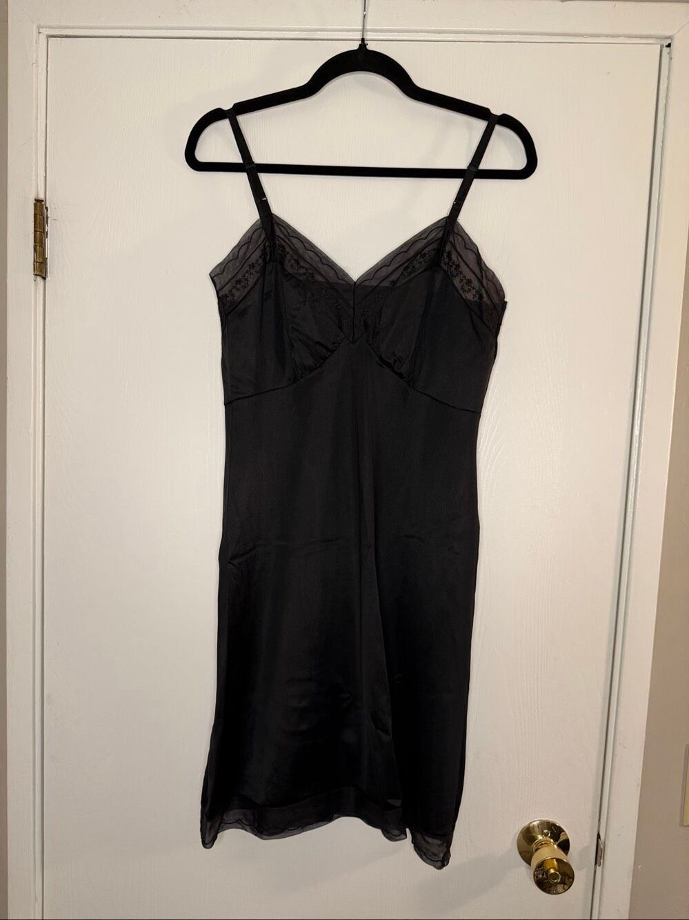 Vintage Hollywood Vassarette Black Lace Slip Dress Size 13